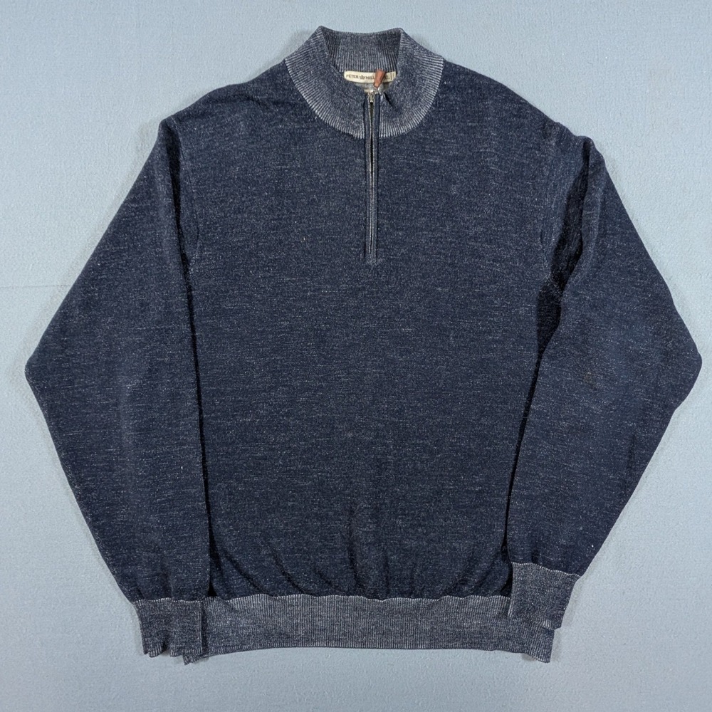 Peter‎ Millar Quarter Zip Sweater Mens Size XL 100% Merino Wool Marl Knit